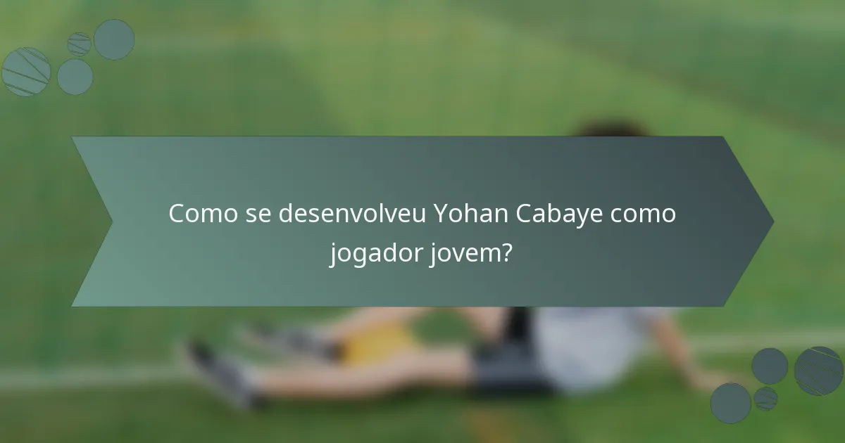 Como se desenvolveu Yohan Cabaye como jogador jovem?