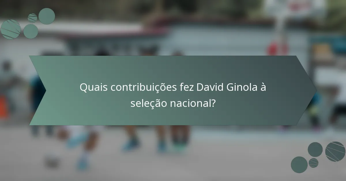 Quais contribuições fez David Ginola à seleção nacional?